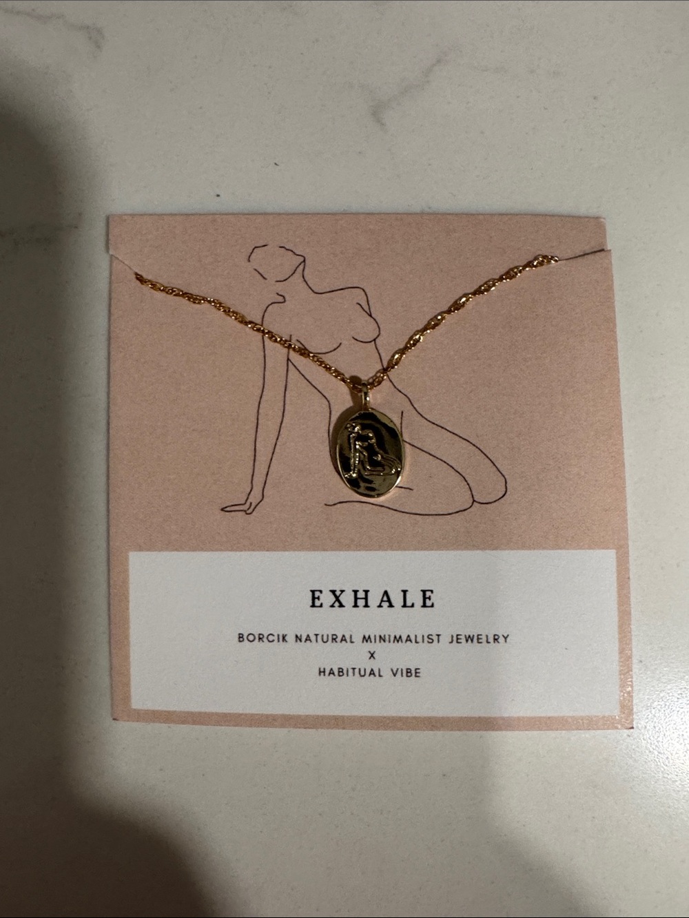 EXHALE Gold Plated Pendant Necklace - Minimalist Women's Necklace by Borcik